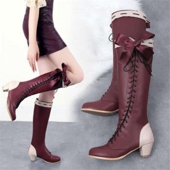 Anime Violet Evergarden Cos Lolita Boots Cosplay Customized Cosplay Shoes Ladies Fashion Leisure Cartoon Bow Pu Lolita Shoes 3