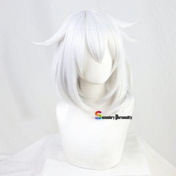 Genshin Impact Game Paimon Silver Gray Large Inner Buckle Cosplay Wig Anime Heat Resistant Synthetic Wig + Wig Cap 5