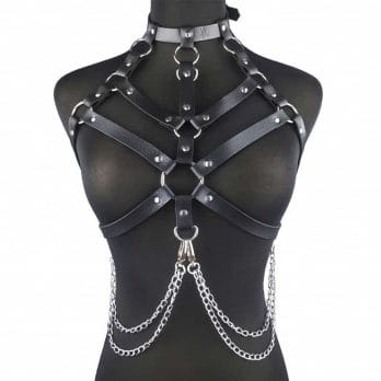 Sexy Underwear Chest Harness Body Bra BDSM Erotic Lingerie Choker Top Goth Leather Harness Mature Suspenders For Stockings 1