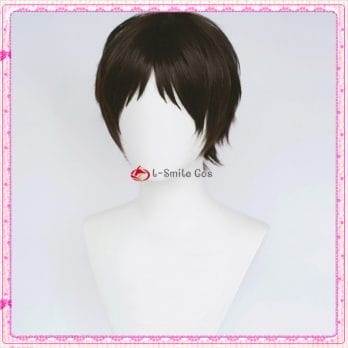 Anime Cosplay Shinji Ikari Wig Cosplay Wigs Ikari Short Brown Black Heat Resistant Synthetic Hair Wig + Wig Cap 3