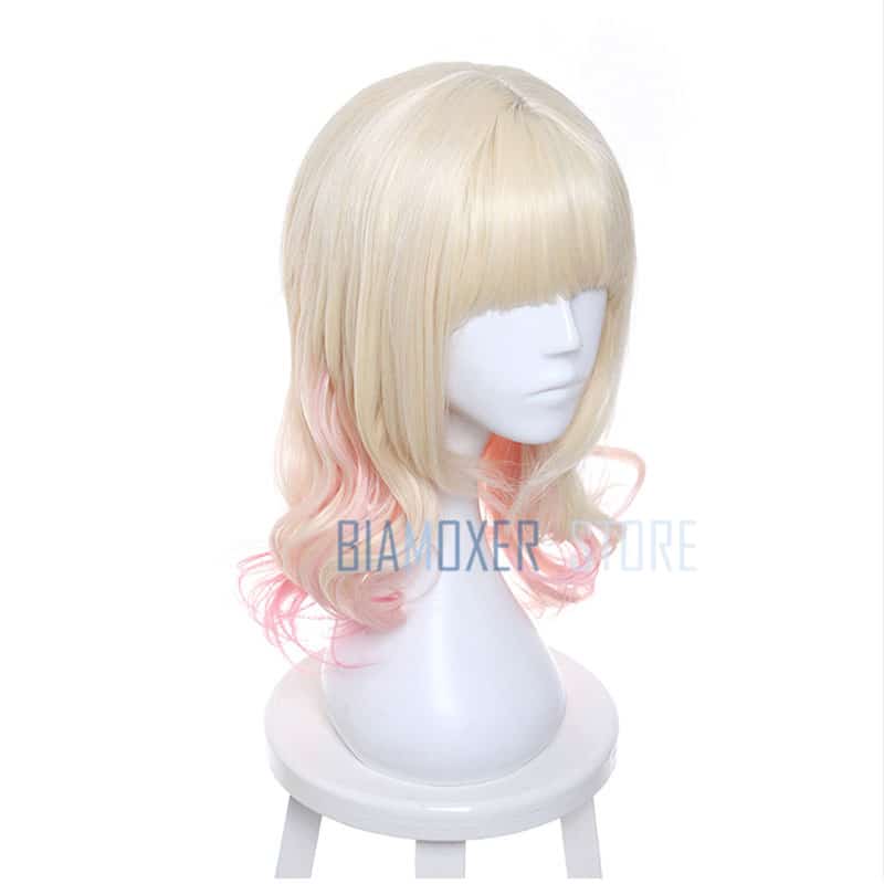 Biamoxer 45cm Diabolik Lovers Yui Komori Cosplay Wigs Blonde Mixed pink Synthetic Hair Perucas Cosplay Wig necklace headwear 2