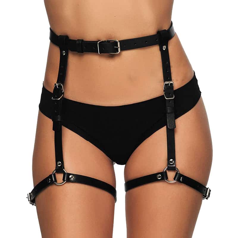 Punk Black Leather Sword Belt Waist Garter Handmade Body Bondage Sexy Leg Suspenders Harness Stockings Belts For Women 3