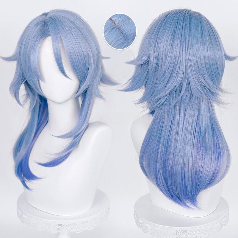 Game Genshin Impact Kamisato Ayato Blue Long Cosplay Wig Cosplay Anime Cosplay Wig Heat Resistant Anime Party Wigs + Wig Cap 1