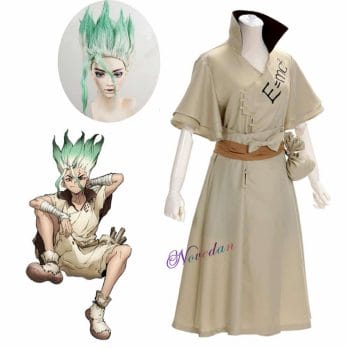 Dr. Stone Anime Doctor Stone Senku Ishigami Cosplay Costume Adult Men Senku Uniform Outfit Wig Halloween Carnival Party Suit 1