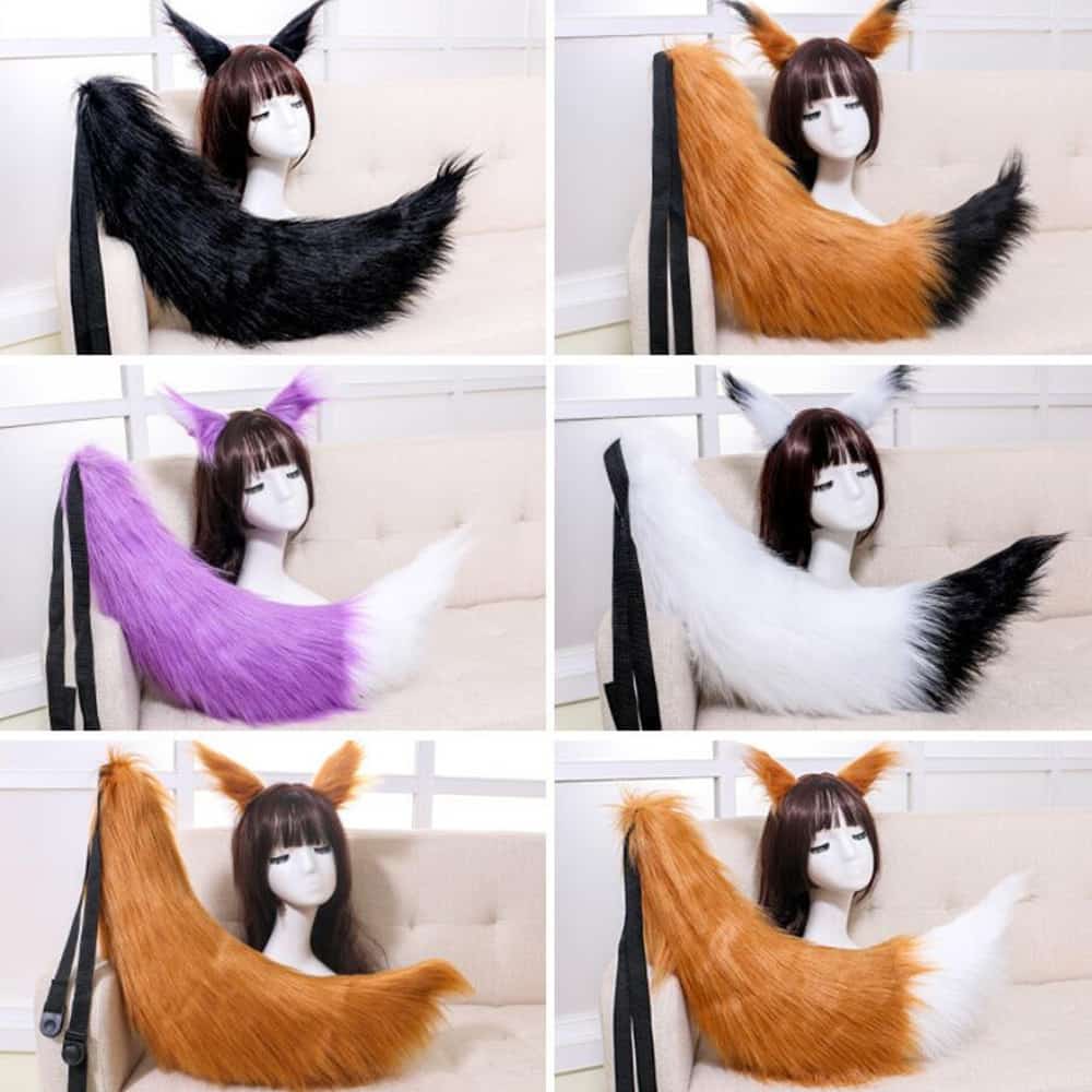 Sexy Woman lovely Lolita cat Fox Headband tail Headdress Plush ears tail Anime cosplay  Props 1