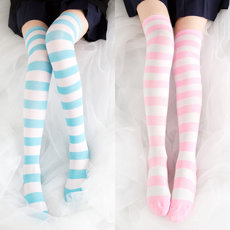Kawaii Kniestrümpfe Streifen lange Socken Femboy Kawaii Girl 12
