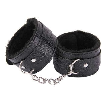 Sexy Adjustable Black Pink SM PU Leather Retro Handcuffs Fluffy Restraints BDSM Bondage Slave Adult Sex Cosplay Toys For Woman 5