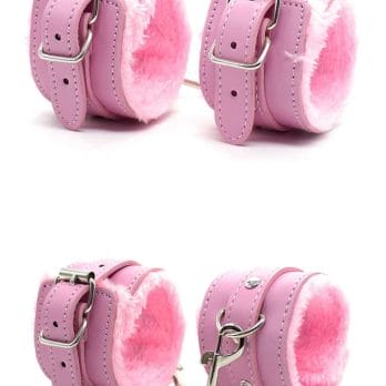 Sexy Adjustable Black Pink SM PU Leather Retro Handcuffs Fluffy Restraints BDSM Bondage Slave Adult Sex Cosplay Toys For Woman 13