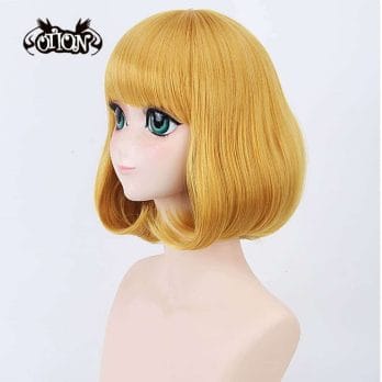 New Midorikawa Hana Golden Blonde Anime Cosplay Wig Short Bob Hairstyle Flat Bangs Prison School Synthetic Full Hair Women 4