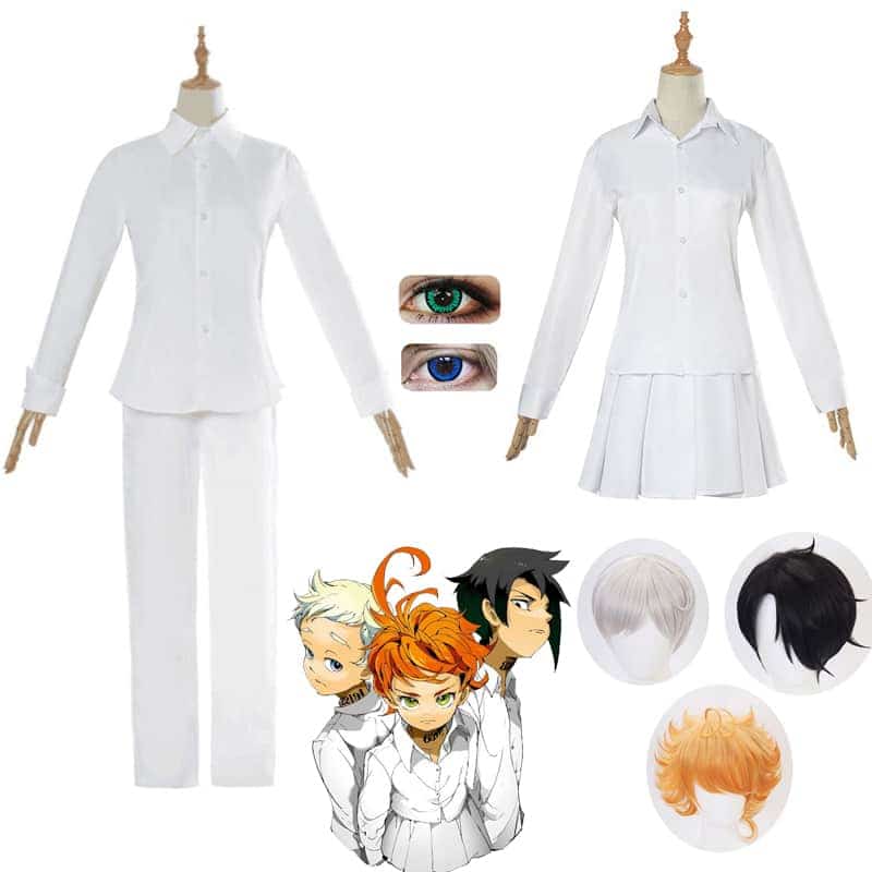 The Promised Neverland Cosplay Costume Student Uniform Emma Norman Ray Cosplay Wig Washable Tattoo Stickers NO.22194/63194/81194 1