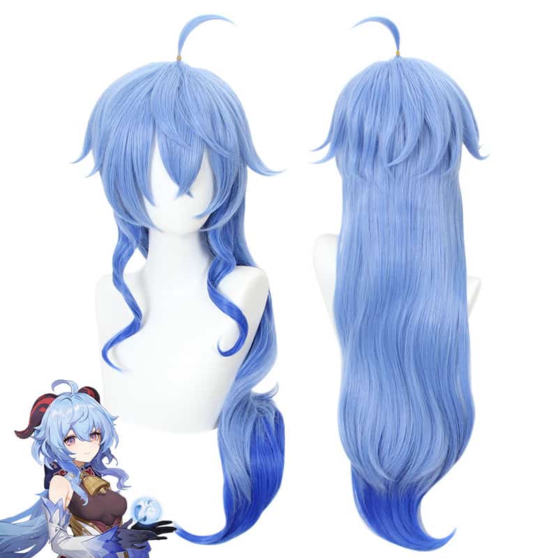 Game Genshin Impact Ganyu Cosplay Long Blue Gradient Wig Anime Cosplay Wigs Halloween Heat Resistant Synthetic Wigs 1