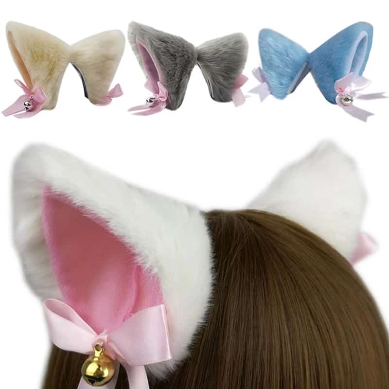 4pcs Lovely Cat Ear Hair Wear Set Claw Gloves Girls Anime Cosplay Costume Plush Cat Fur Ear Hairband Night Party Club Headbands 3