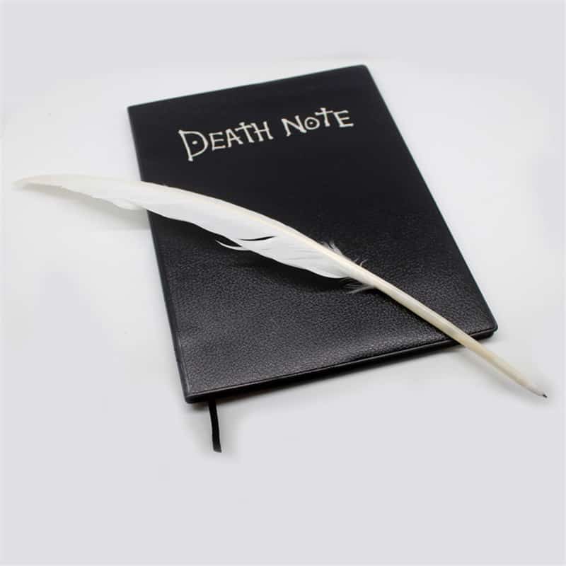 Anime Death Note Notebook Set Leather Journal and Necklace Feather Pen School Writing Journal Personality Death NotePad for Gift 11
