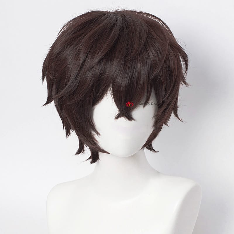 Dazai Osamu Wig Anime Bungo Stray Dogs Cosplay Short Brown Black Heat Resistant Synthetic Hair Halloween Party Wigs + Wig Cap 3