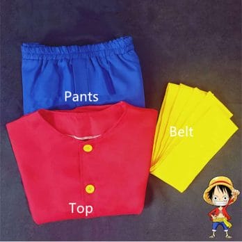 Anime Monkey D Luffy Cosplay Costume Set Coat Shorts Belt Uniform 3