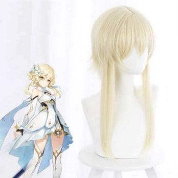 Anime Genshin Impact Lumine Aether Traveler Player Wigs Golden Heat Resistant  Hair Role Paly Cosplay Wig 5