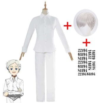 The Promised Neverland Cosplay Costume Student Uniform Emma Norman Ray Cosplay Wig Washable Tattoo Stickers NO.22194/63194/81194 3