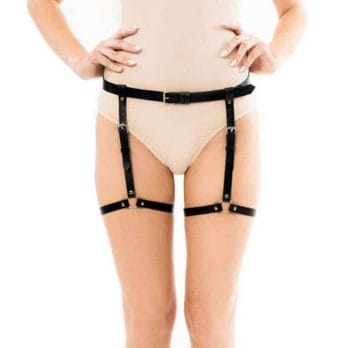 Punk Black Leather Sword Belt Waist Garter Handmade Body Bondage Sexy Leg Suspenders Harness Stockings Belts For Women 2