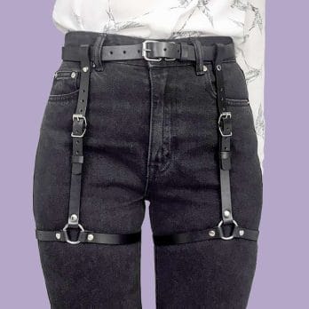 Punk Black Leather Sword Belt Waist Garter Handmade Body Bondage Sexy Leg Suspenders Harness Stockings Belts For Women 1