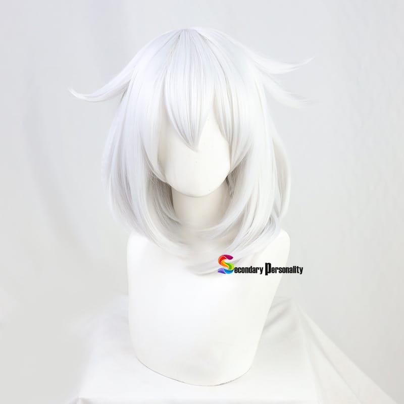 Genshin Impact Game Paimon Silver Gray Large Inner Buckle Cosplay Wig Anime Heat Resistant Synthetic Wig + Wig Cap 2