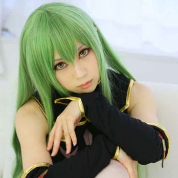 Code Geass C.C CC Empress 100cm 39" Green Long Straight Anime Cosplay Wig+Hairnet 1