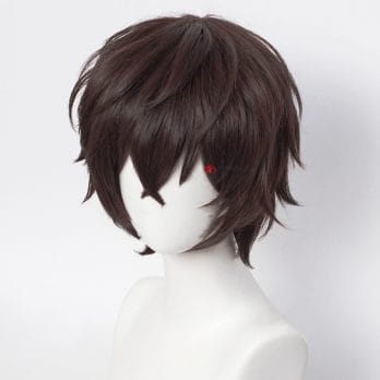 Dazai Osamu Wig Anime Bungo Stray Dogs Cosplay Short Brown Black Heat Resistant Synthetic Hair Halloween Party Wigs + Wig Cap 4