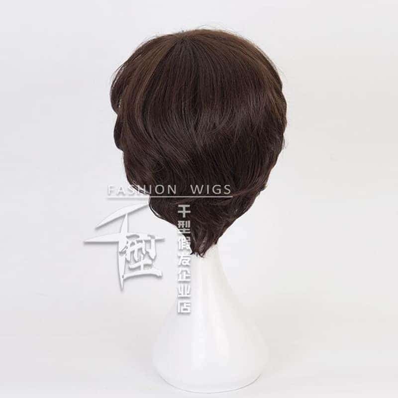 New Arrival Anime Bungo Stray Dogs Dazai Osamu Short Brown Curly Hair Heat Resistant Cosplay Costume Wig + Keychain + Cap 5