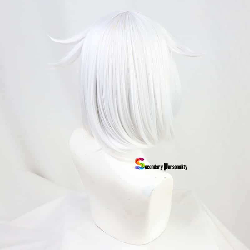 Genshin Impact Game Paimon Silver Gray Large Inner Buckle Cosplay Wig Anime Heat Resistant Synthetic Wig + Wig Cap 3