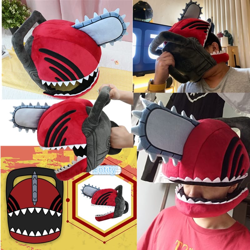 Anime Chainsaw Man Pochita Cosplay Headgear Helmet Plush Doll Toy Halloween Masquerade Party Carnival Props Xmas Gift 1