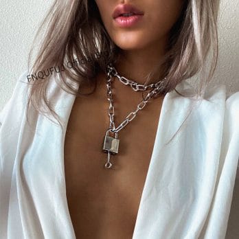 Lock Chain Necklace With A Padlock Pendants For Women Men Punk Jewelry On The Neck 2020 Grunge Aesthetic Egirl Eboy Accessories 3
