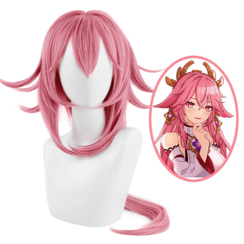 Game Genshin Impact - Yae Miko / Miss Fox Cosplay Wig Inazuma City Long Staight Heat Resistant Synthetic Hair Anime Wigs 1