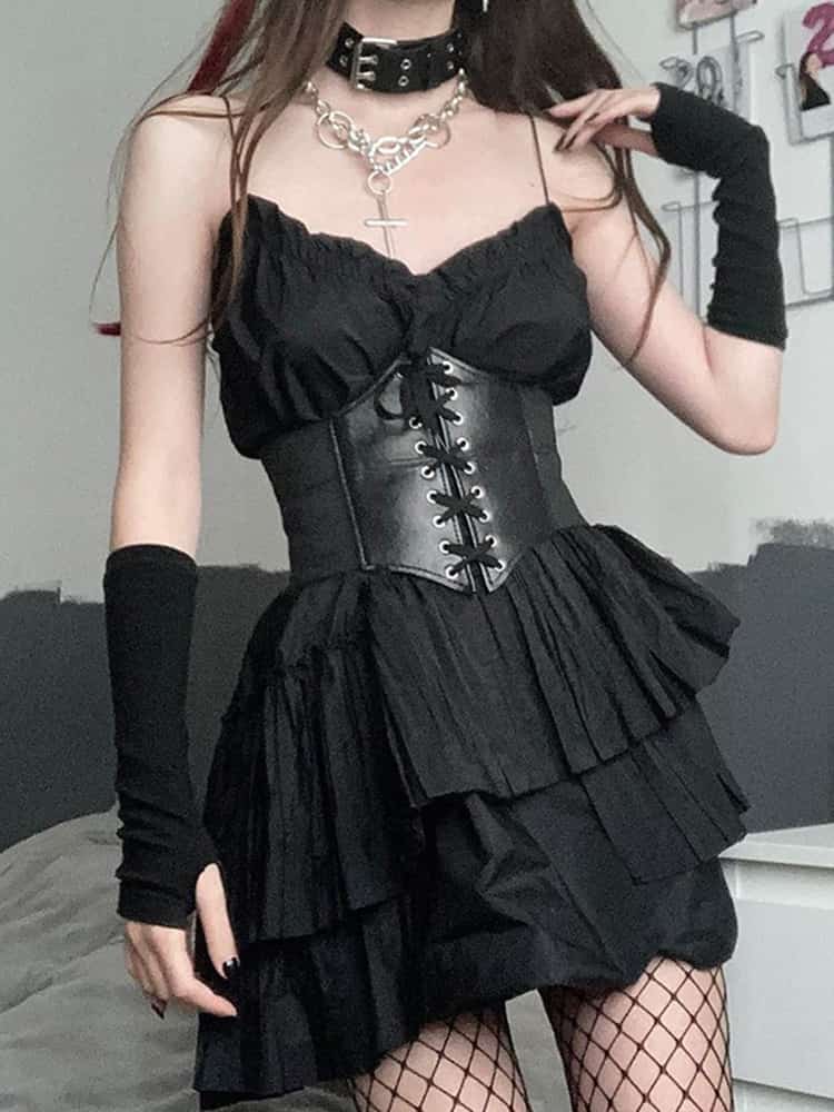 Black Sexy Women's Corset Top Female Gothic Clothing Underbust Waist Sexy Bridal Bustier Body Slimming Wide Belts Dress Girdle 1