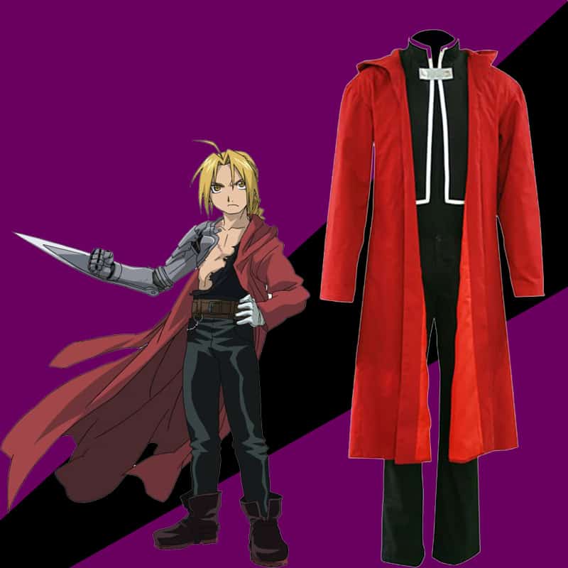 Anime Full Metal Alchemist Cosplay Costume Edward Elric Costume FullMetal Alchemist hooded coat Custom Made Halloween Cosplay 1