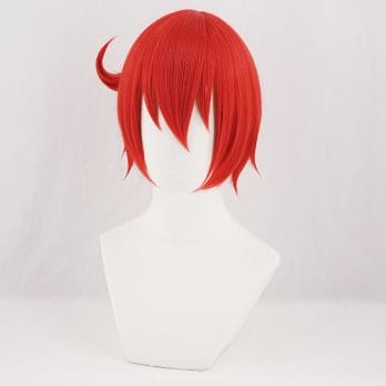 Cells At Work AE3803 RBC Seqkeqkyuu Red Blood Cell Cosplay Wigs Short  Red Synthetic Hair Costume Role Play Wig 3