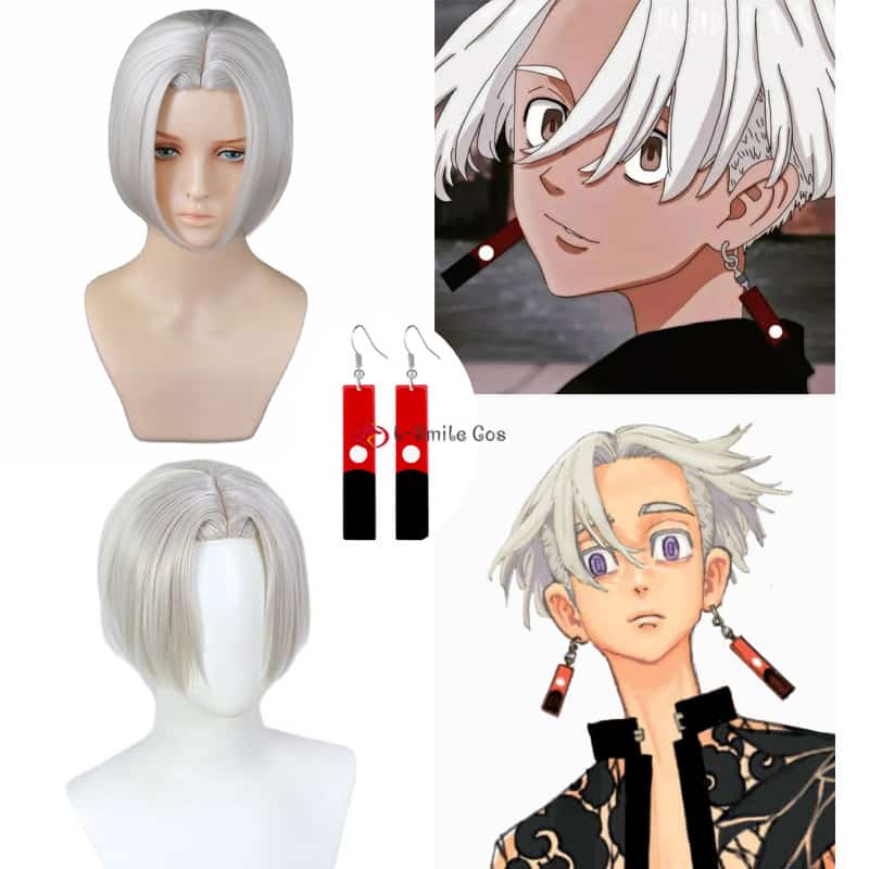 Anime Tokyo Revengers Izana Kurokawa Cosplay Wig White Short and Silver Heat Resistant Synthetic Halloween Party Hair + Wig Cap 1