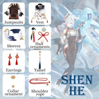 Genshin Impact Shenhe Cosplay Costume Uniform Wig Anime Halloween High-quality Costumes for Women Game 3