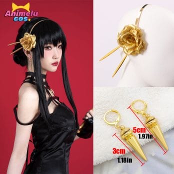 Anime Spy Family Yor Forger Cosplay Killer Assassin Gothic Halter Black Dress Outfit Cosplay Costume with Leather Stockings 3