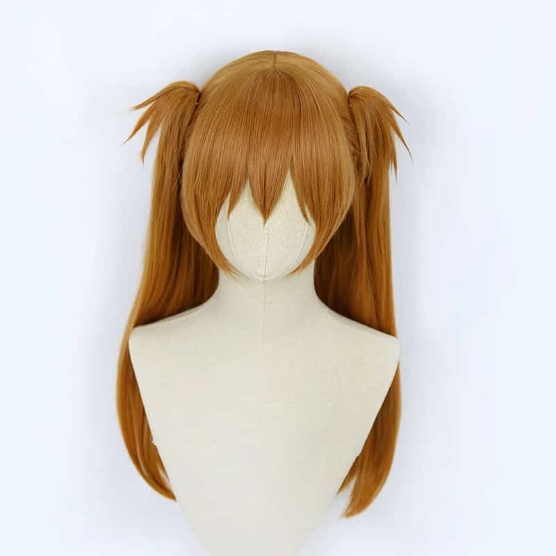 EVA Asuka Langley Soryu Long Orange Synthetic Hair Heat Resistant Anime Cosplay Wig+Wig Cap +2 Ponytail Clips Anime Accessories 1
