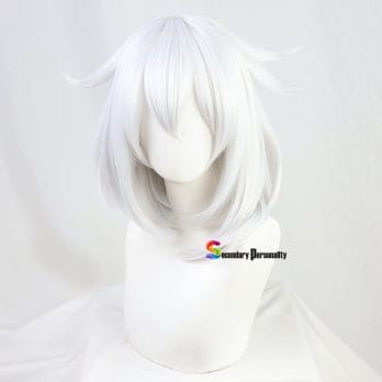 Genshin Impact Game Paimon Silver Gray Large Inner Buckle Cosplay Wig Anime Heat Resistant Synthetic Wig + Wig Cap 4