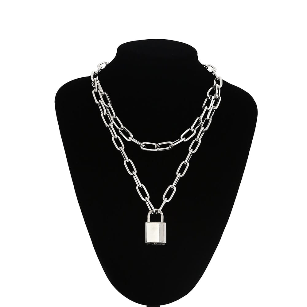 Lock Chain Necklace With A Padlock Pendants For Women Men Punk Jewelry On The Neck 2020 Grunge Aesthetic Egirl Eboy Accessories 1