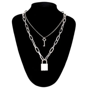 Lock Chain Necklace With A Padlock Pendants For Women Men Punk Jewelry On The Neck 2020 Grunge Aesthetic Egirl Eboy Accessories 6