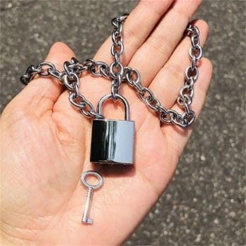 Women Men Fashion Lock Chain Necklace Punk Link Chain 316L Stainless Steel Necklaces Padlock Pendant Necklace Gothic Jewelry 2