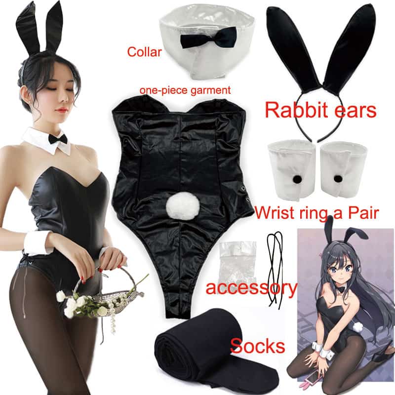 Sakurajima Mai Cosplay Costume for Girls Halloween Women Black Sexy Jumpsuit Rascal Does Not Dream of Bunny Girl Senpai Cos 1