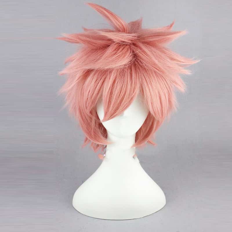 Fairy Tail Natsu Dragneel wig 30cm Short Straight Wig for Man Women Unisex Costume Cosplay Wig Pink Hollween Christmas Party 1