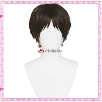 Anime Cosplay Shinji Ikari Wig Cosplay Wigs Ikari Short Brown Black Heat Resistant Synthetic Hair Wig + Wig Cap 2