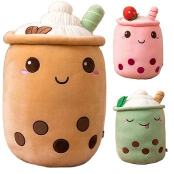 Cute Boba Milk Tea Plushie Toy Soft Stuffed Apple Pink Strawberry Taste Milk Tea Hug Pillow Balls Bubo Tea Cup Cushion 1