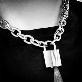 Women Men Fashion Lock Chain Necklace Punk Link Chain 316L Stainless Steel Necklaces Padlock Pendant Necklace Gothic Jewelry 3