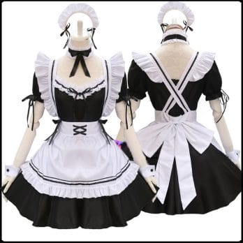Amine Black Cute Lolita French Maid Cosplay Costume Dress Girls Woman Waitress Maid Party Stage Costumes 4