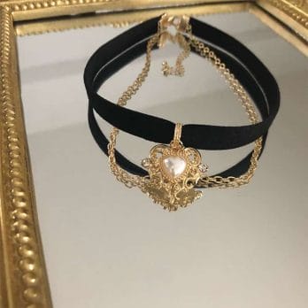 Vintage Kpop Velvet Black Choker Love Heart Pendant Imitation Pearls Short Chain Necklace for Women Girls Gifts Party 2