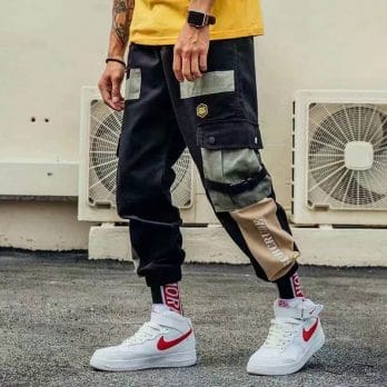 Joggers Cargo Pants for Men Casual Hip Hop Hit Color Pocket Male Trousers Sweatpants Streetwear Ribbons Techwear Pants 5